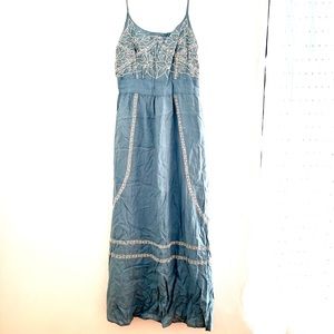Hy & Dot Blue Embroidered Maxi Dress